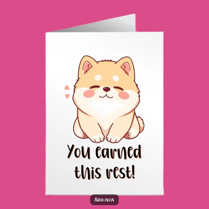 Free Printable Congrats Card: Content Kawaii Akita Resting - Humorous Instant Download