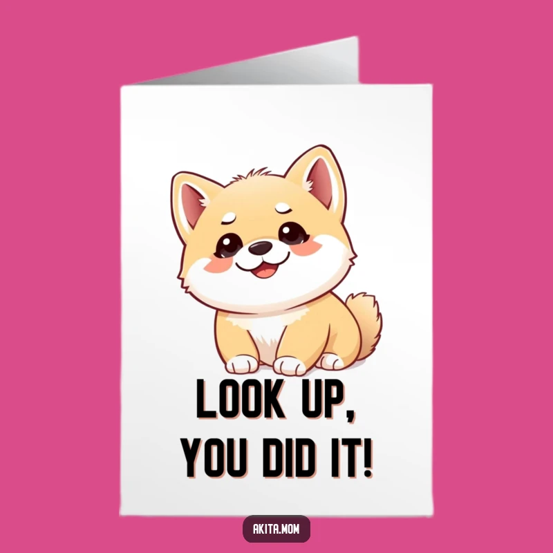 Free Printable Congrats Card: Funny Akita Cub Awe - Joyful Downloadable Gift