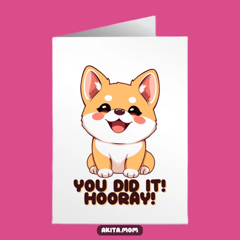 Free Printable Congrats Card: Happy Kawaii Akita Ears Perked, Funny Downloadable Gift