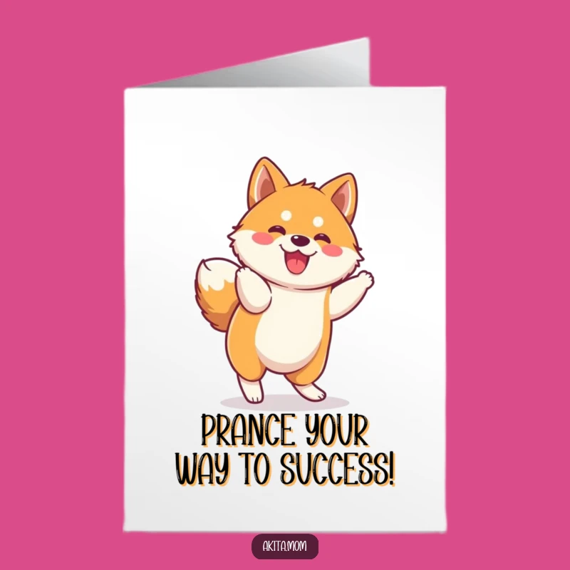 Free Printable Congrats Card: Kawaii Akita Prance, Funny Downloadable Gift