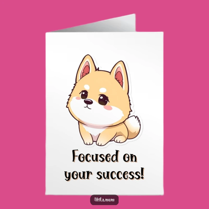 Free Printable Focused Akita Congrats Card: Determined Dog Downloadable for Success