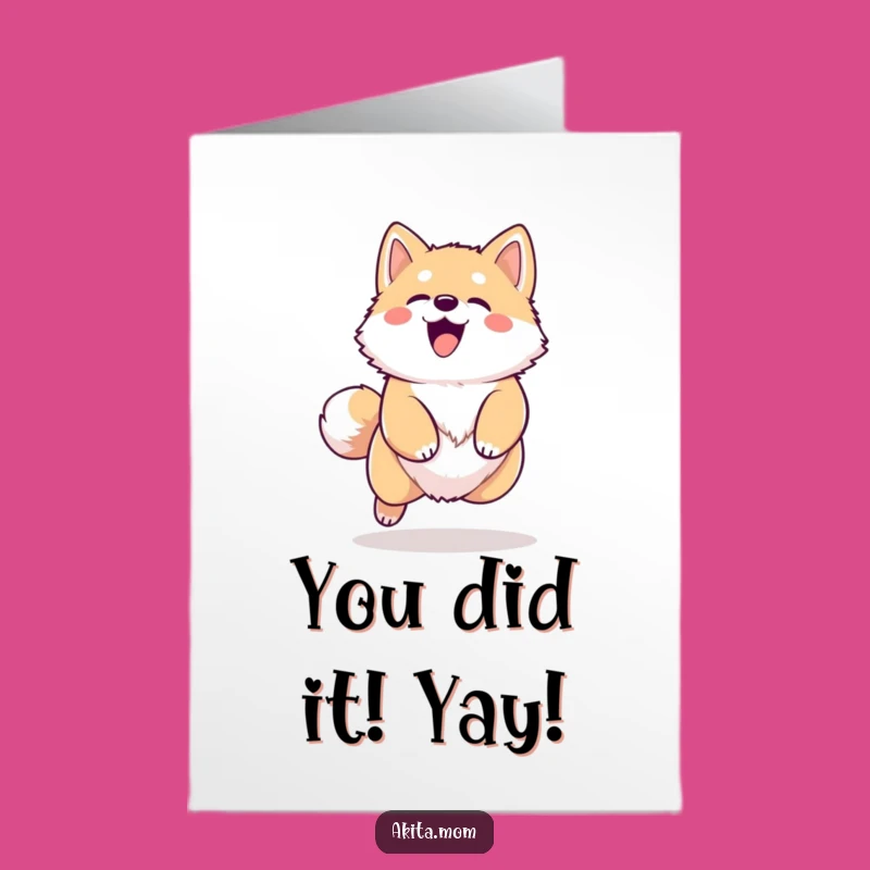 Free Printable Kawaii Akita Dog Card: Happy Bark Celebration Downloadable Gift