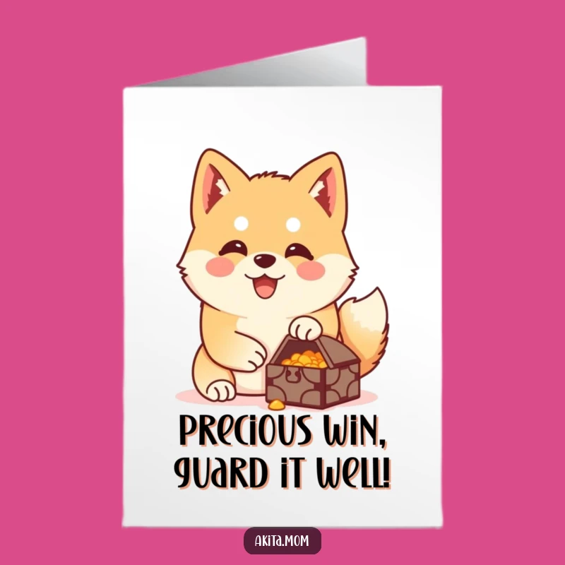 Guarding Akita Congrats Card Free Printable: Treasure Dog Downloadable