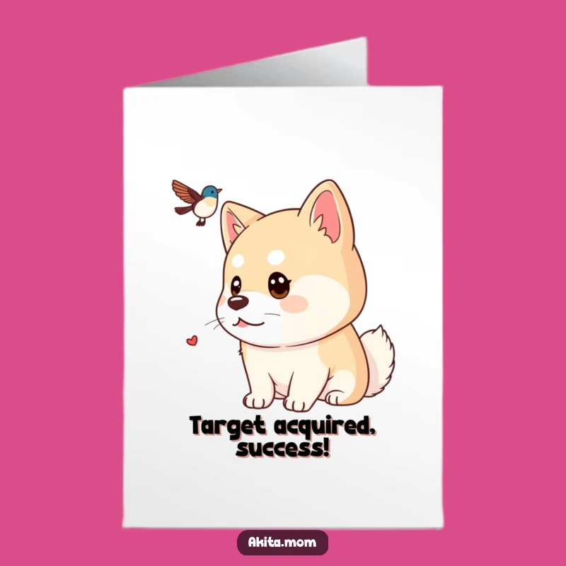 Free Printable Focused Akita Congratulations Card: Goal Getter Doggo Downloadable