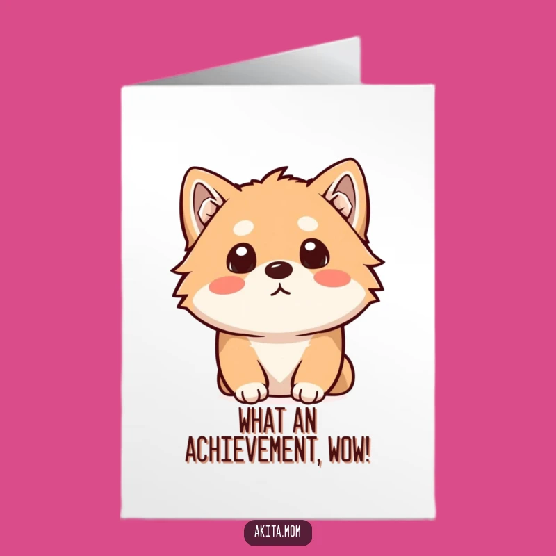 Free Printable Kawaii Akita Congrats Card: Curious Listening Dog Downloadable Gift