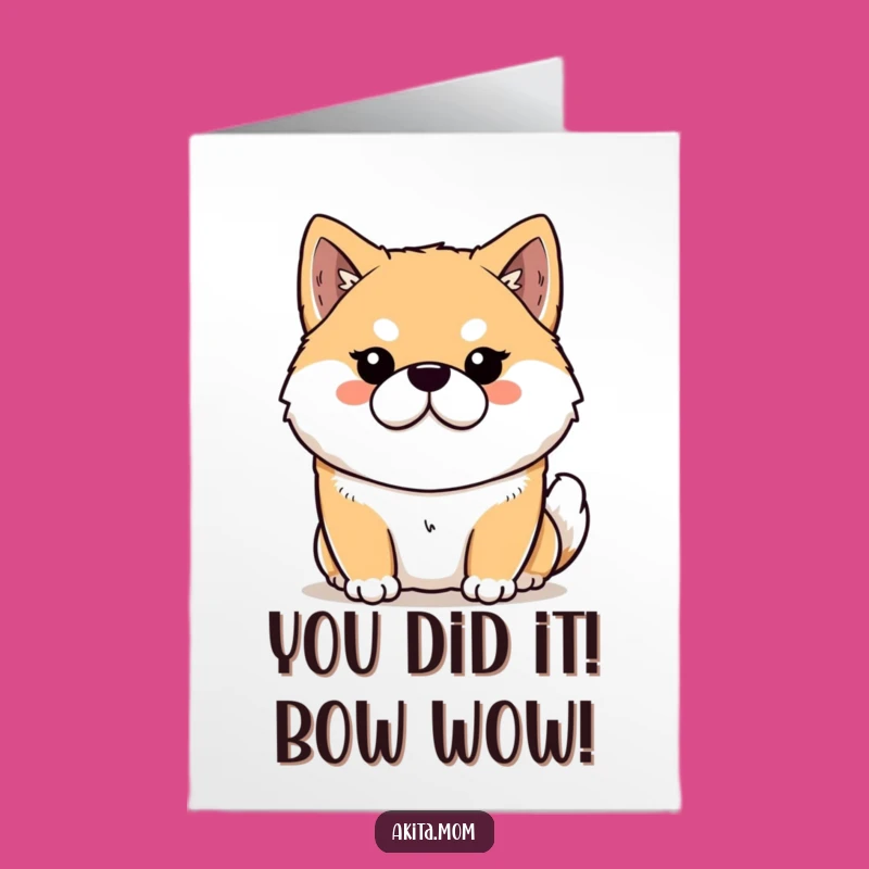Free Printable Kawaii Akita Congrats Card: Dignified Dog Downloadable for Any Achievement