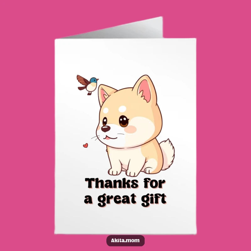 Free Printable Focused Akita Thank You Card: Attentive Gratitude Downloadable