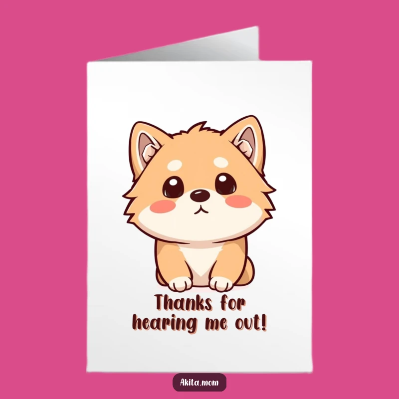 Free Printable Kawaii Akita Thank You Card: Curious Dog Funny Downloadable Gift