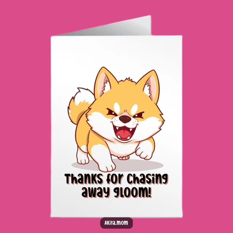 Free Printable Kawaii Akita Thank You Card: Playful Pounce Funny Downloadable Gift