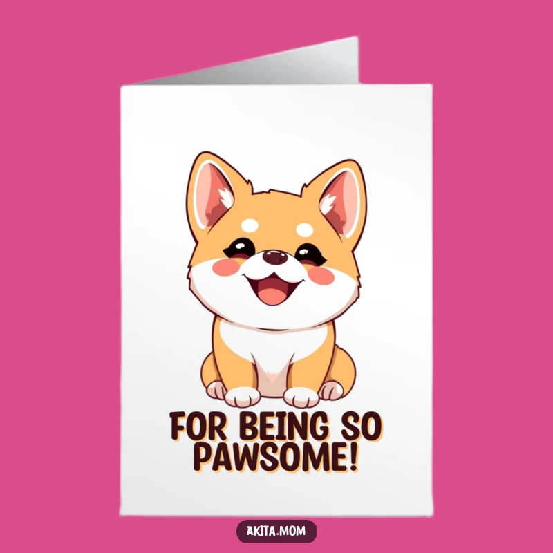 Free Printable Thank You Card: Joyful Kawaii Akita Listening, Funny Downloadable Gift