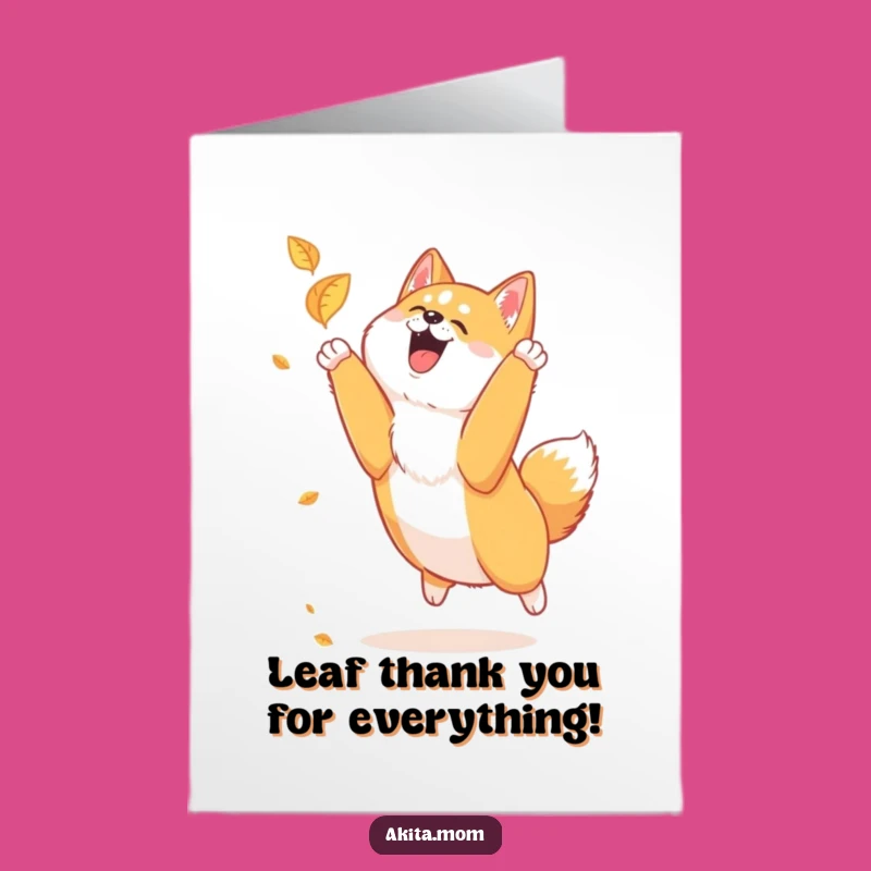 Joyful Akita Thank You Card Free Printable: Playful Dog Downloadable Gift