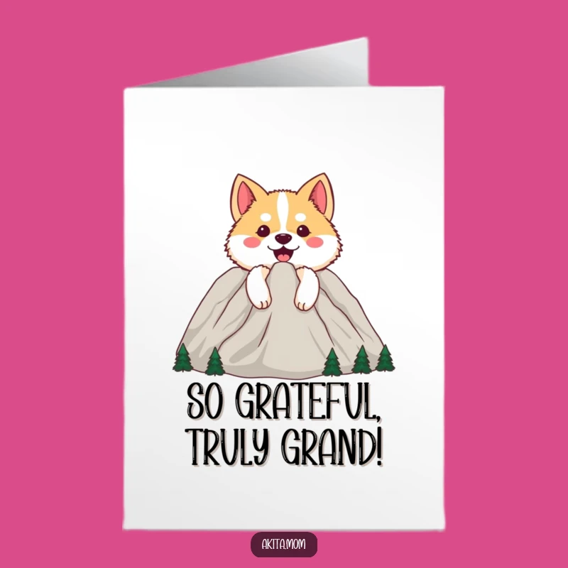 Free Printable Thank You Card: Akita Mountain Peek, Funny Downloadable Gift