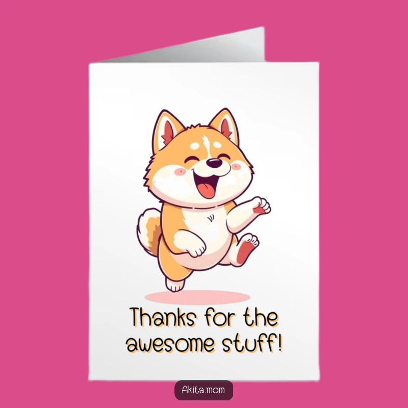 Free Printable Thank You Card: Leaping Akita Dog - Thankful for Everything!