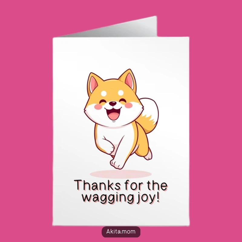 Free Printable Thank You Card: Happy Kawaii Akita Trotting - Funny DIY Gift