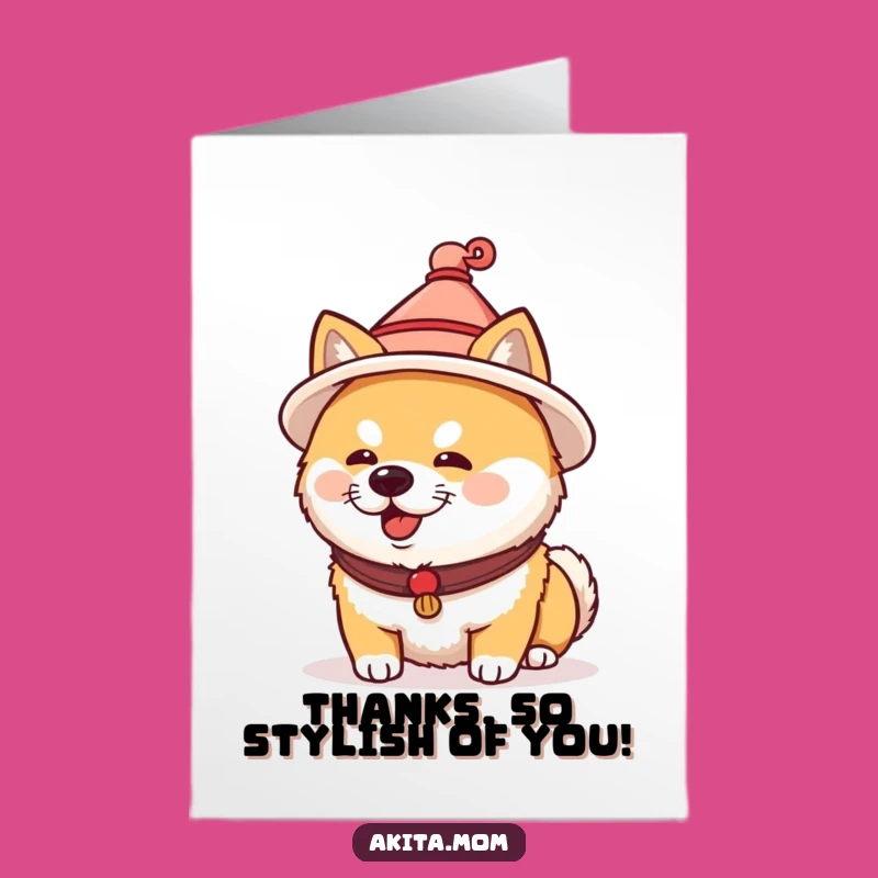 Free Printable Akita Thank You Card: Japanese Hat Gratitude, Downloadable Fun Gift