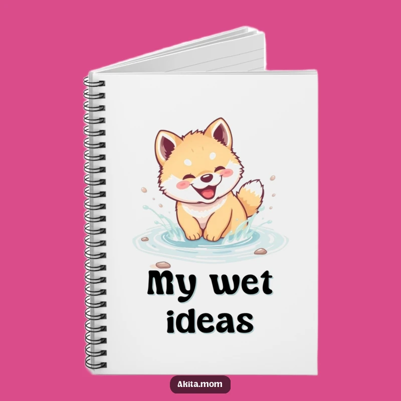 Funny Akita Cub Splash Notebook - Puppy Diary Gift for Ideas
