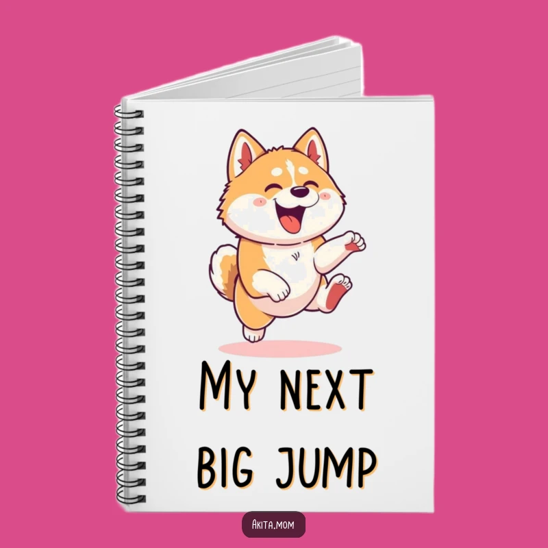 Funny Kawaii Akita Dog Leaping Notebook - Jot Down Ideas with Playful Energy!