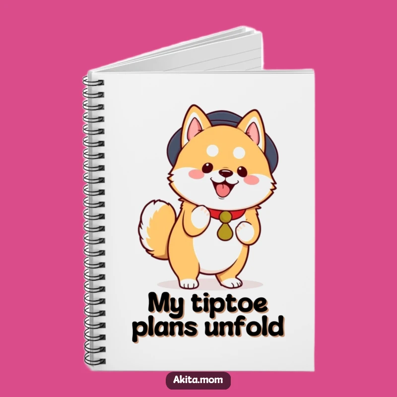 Funny Kawaii Akita Tiptoe Joy Notebook - Journaling Gift