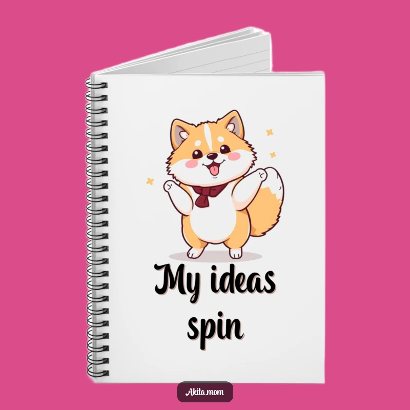 Journal Your Moves: Funny Kawaii Akita Spin Notebook