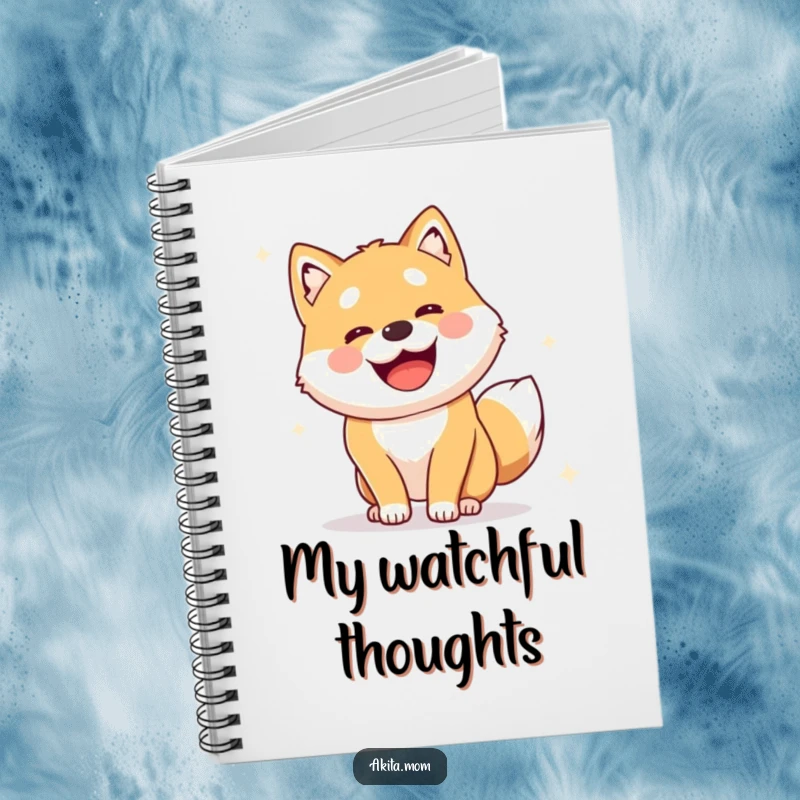 Funny Alert Akita Notebook: Cute dog performing a joyful, alert survey, perfect for note-taking and journaling with vigilance.