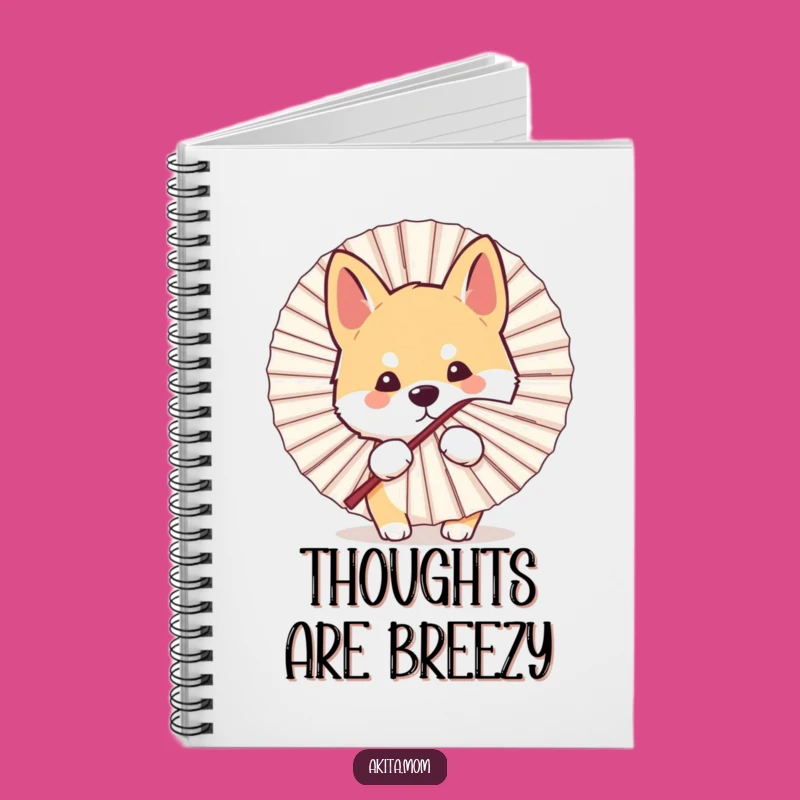 Funny Kawaii Akita Dog Peeking Fan Notebook - Jot Down Ideas with Playful Humor!