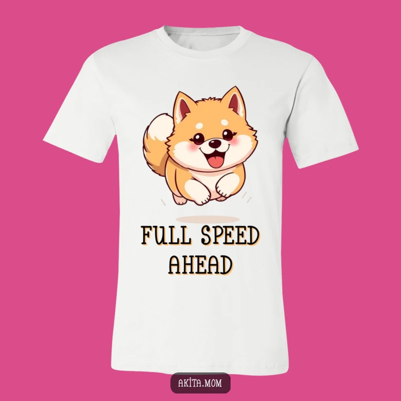 Funny Akita T-Shirt: Enthusiastic Bounding Dog Design, Humorous Gift