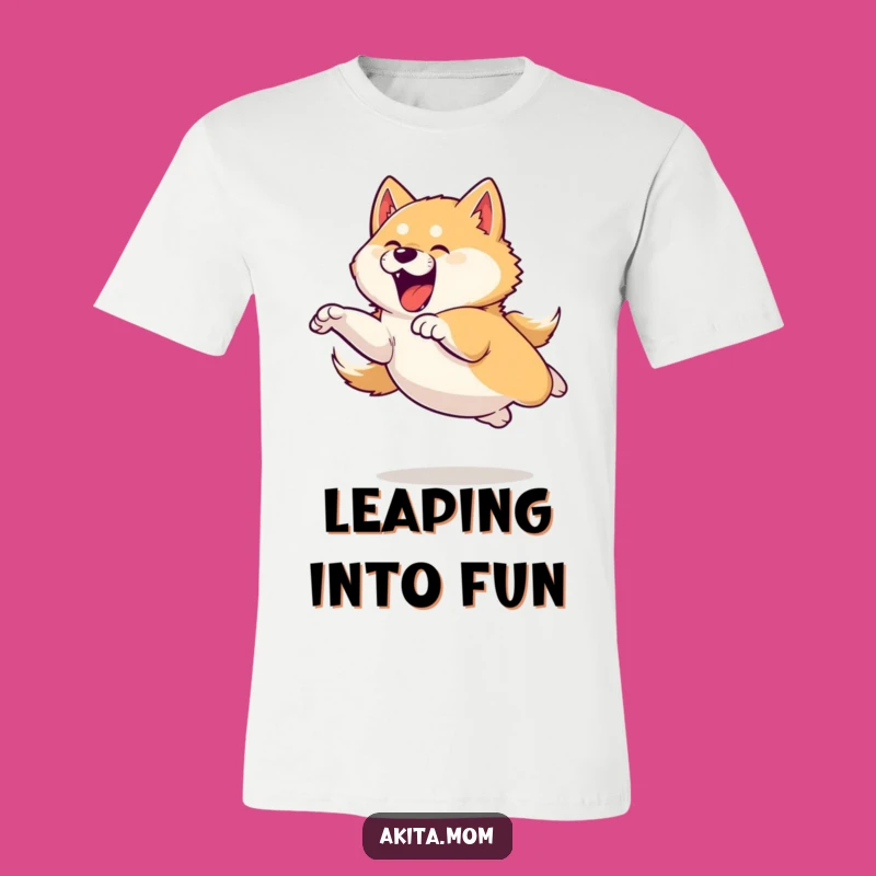 Funny Akita Leap T-Shirt: Playful Power Jumper - Great Gift