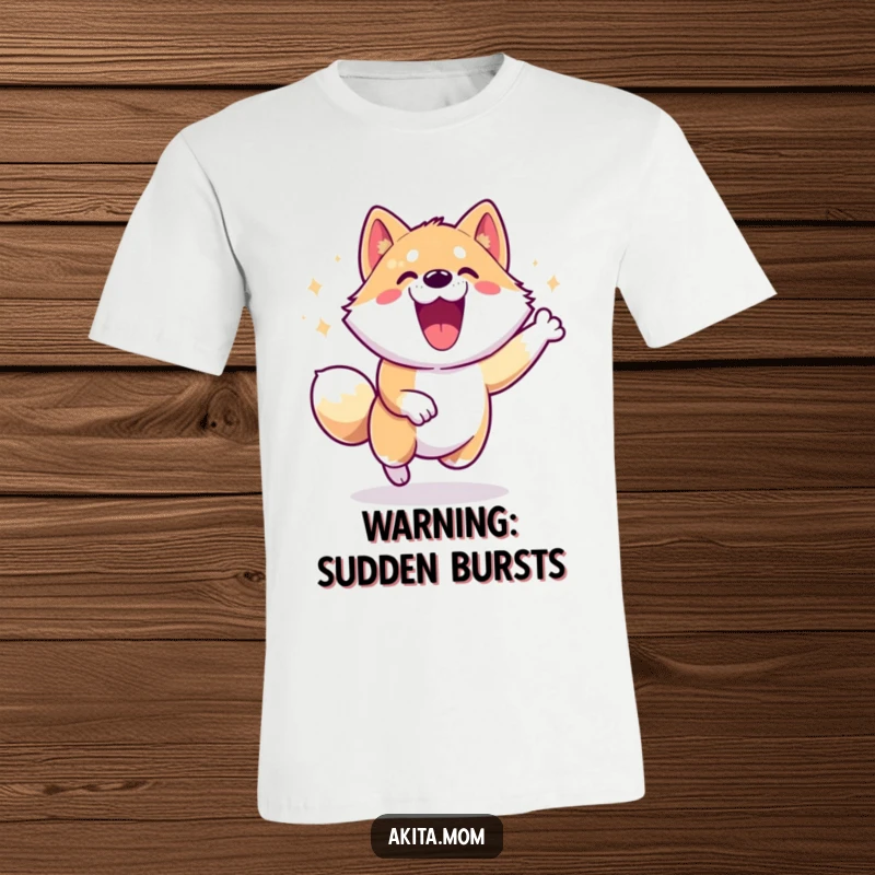 Energetic Akita Zoomie T-Shirt: An Akita dog performing a happy zoomie, capturing a moment of pure, unadulterated, funny energy.