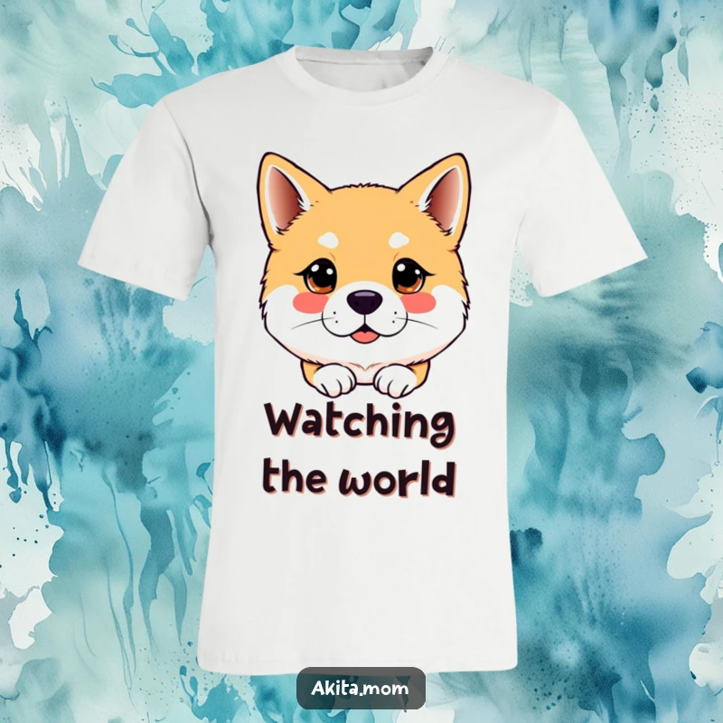 Funny Kawaii Akita dog t-shirt, featuring a bright, attentive gaze that shows focus and awareness, perfect for the observant.