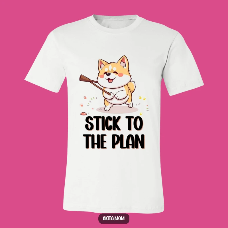 Funny Kawaii Akita Stick Hunter T-Shirt: Show Your Determination