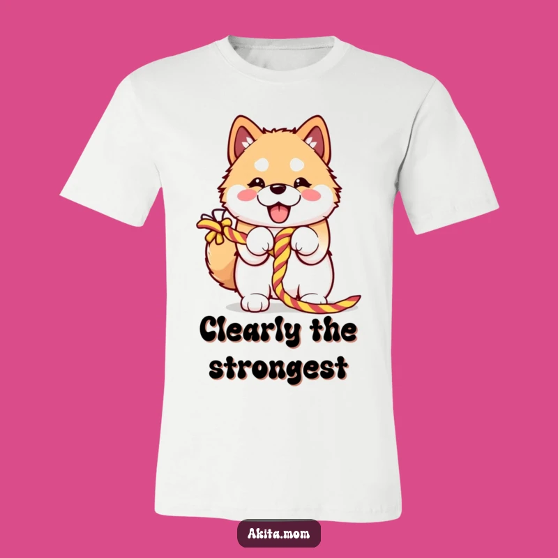 Funny Kawaii Akita Tug-of-War T-Shirt: Hilarious Dog Tee, Perfect Funny Gift!