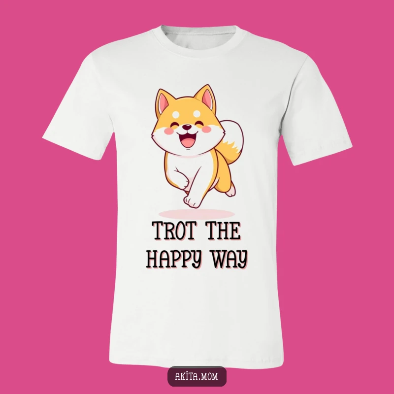 Funny Kawaii Akita T-Shirt: Happy Trotter, Adorable Art, Ideal Humorous Gift