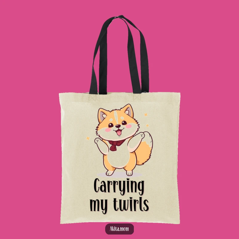 Carry Your Cheer: Funny Kawaii Akita Spin Tote Bag