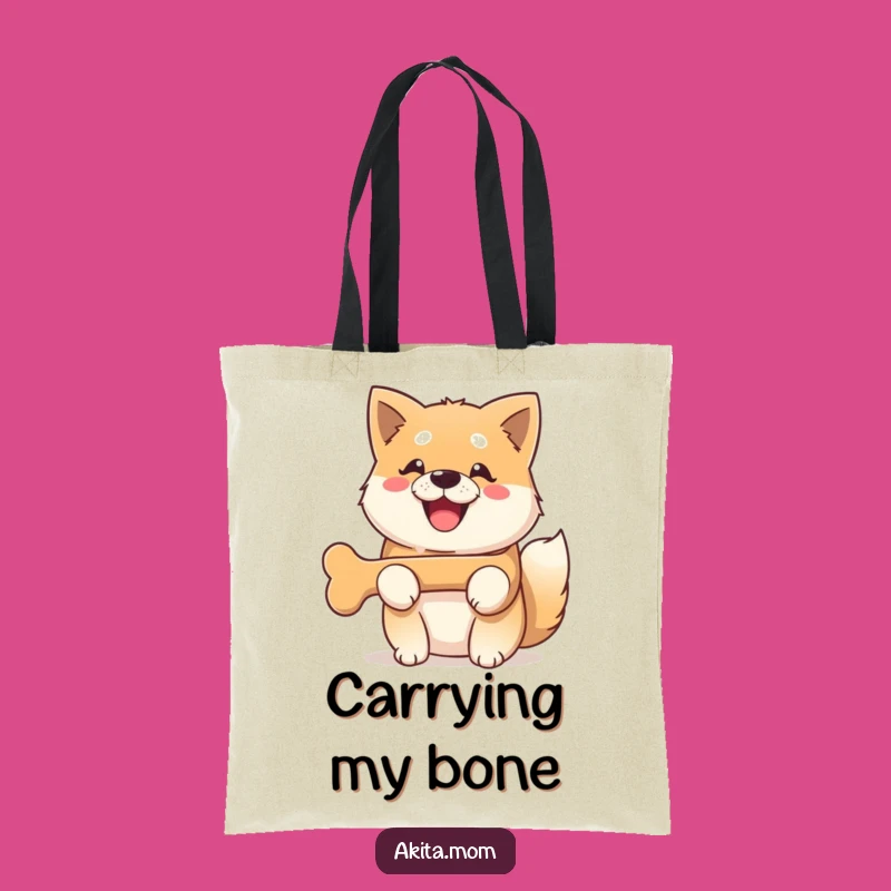 Funny Kawaii Akita Bone Tote Bag: Carry Your Essentials with a Smile