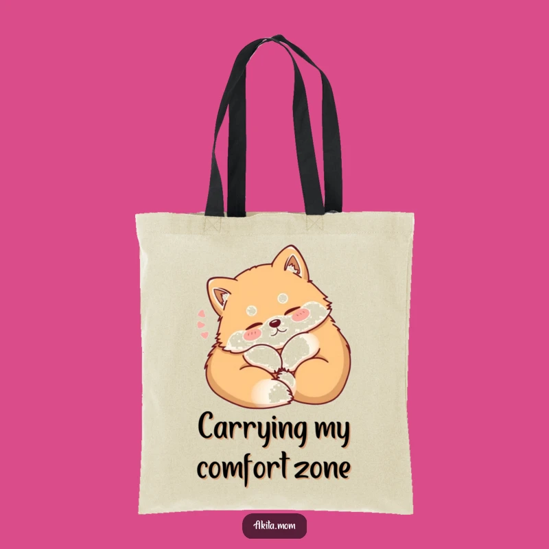 Funny Kawaii Akita Tote Bag: Content Dog Sigh Carryall, Perfect Gift for Pet Owners