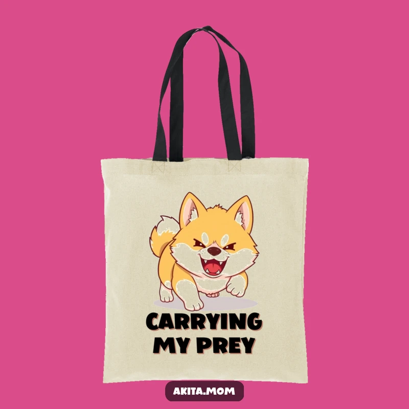 Funny Kawaii Akita Tote Bag: Playful Pounce Canine Accessory