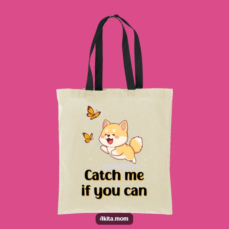 Funny Akita Cub Butterfly Tote Bag - Stylish Puppy Carryall Gift