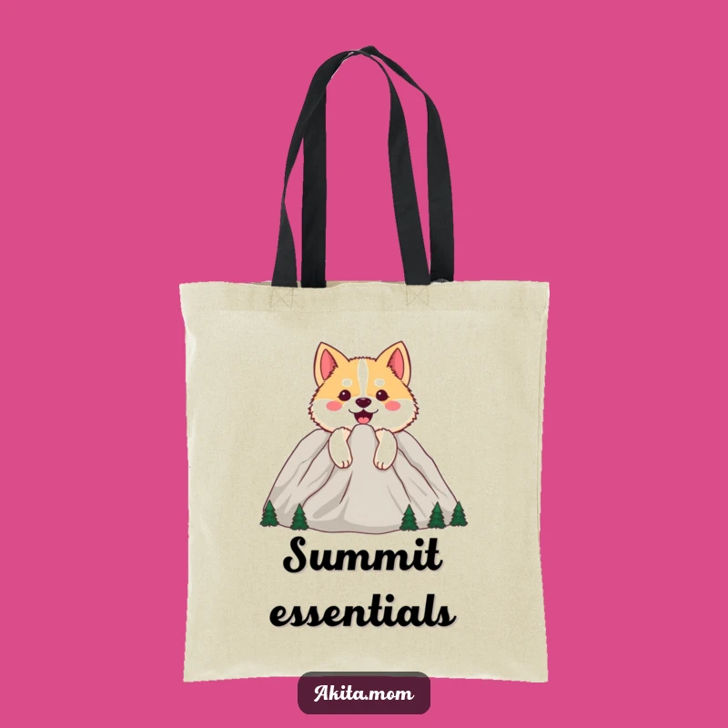 Funny Adventure Akita Mountain Tote Bag: Carry Your Gear with Dog Charm