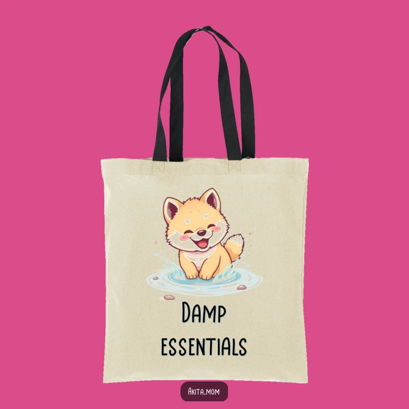 Funny Akita Cub Splash Tote Bag - Adorable Puppy Accessory Gift