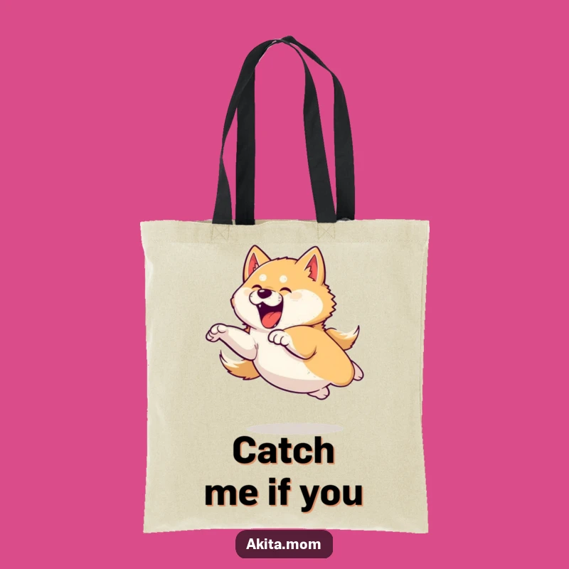 Funny Akita Leap Tote Bag: Playful Pup Carryall - Gift