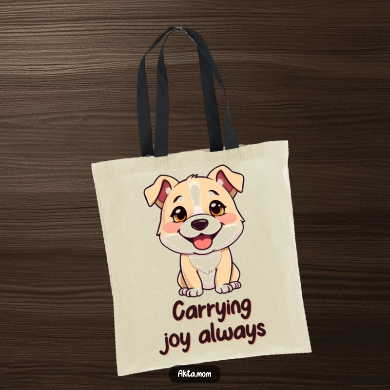 Funny tote bag showcasing a strong, alert dog with a joyful expression, perfect for carrying essentials with personality.