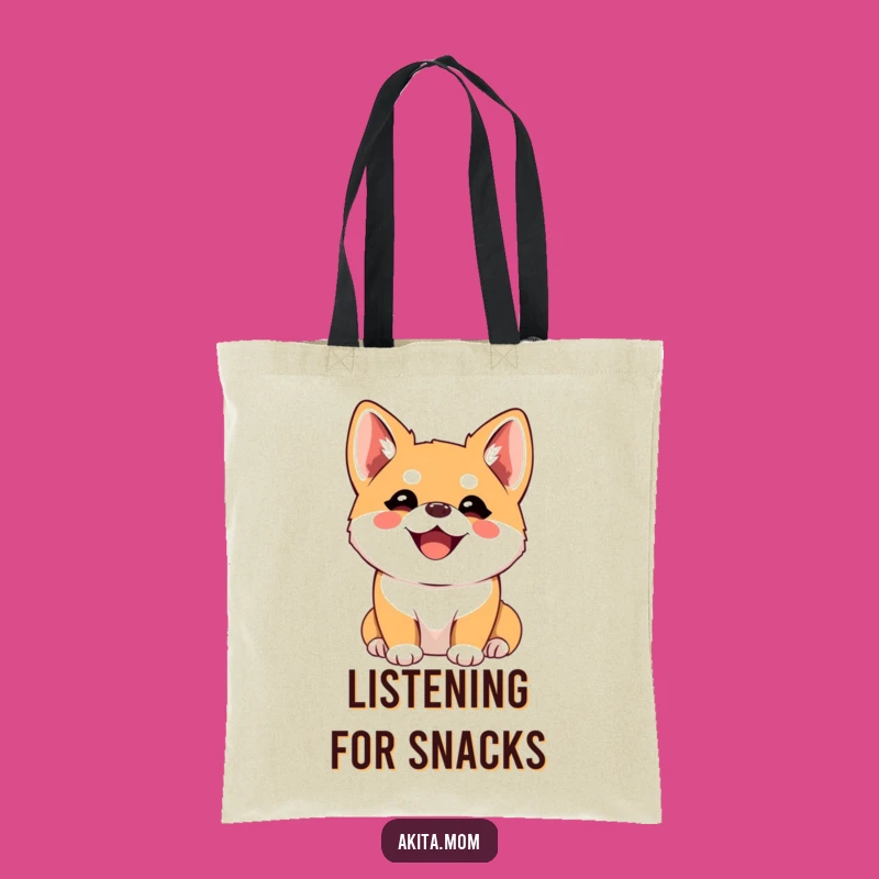 Funny Kawaii Akita Joyful Listener Tote Bag - Cute Dog Accessory