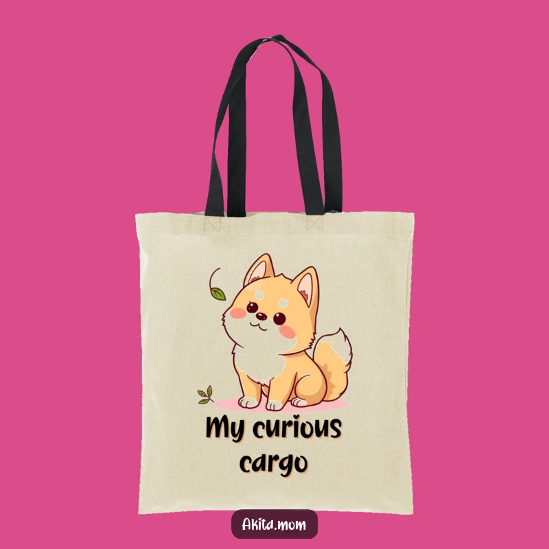 Funny Kawaii Akita Tote Bag: Curious Leaf Watcher, Stylish & Humorous Gift