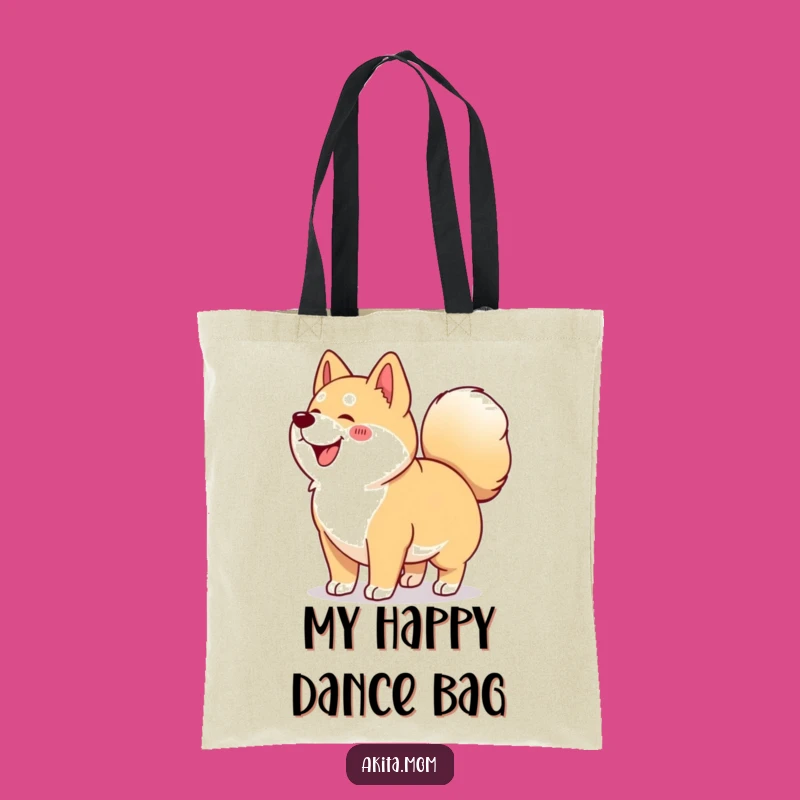 Funny Kawaii Akita Wiggle Tote Bag: Happy Dog Accessory, Playful Akita Bag Gift