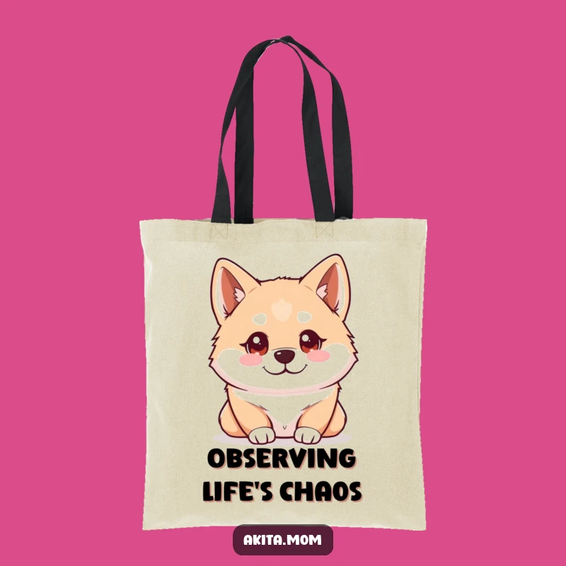 Funny Kawaii Akita Observing Tote Bag: Carry Your Smartness Gift!