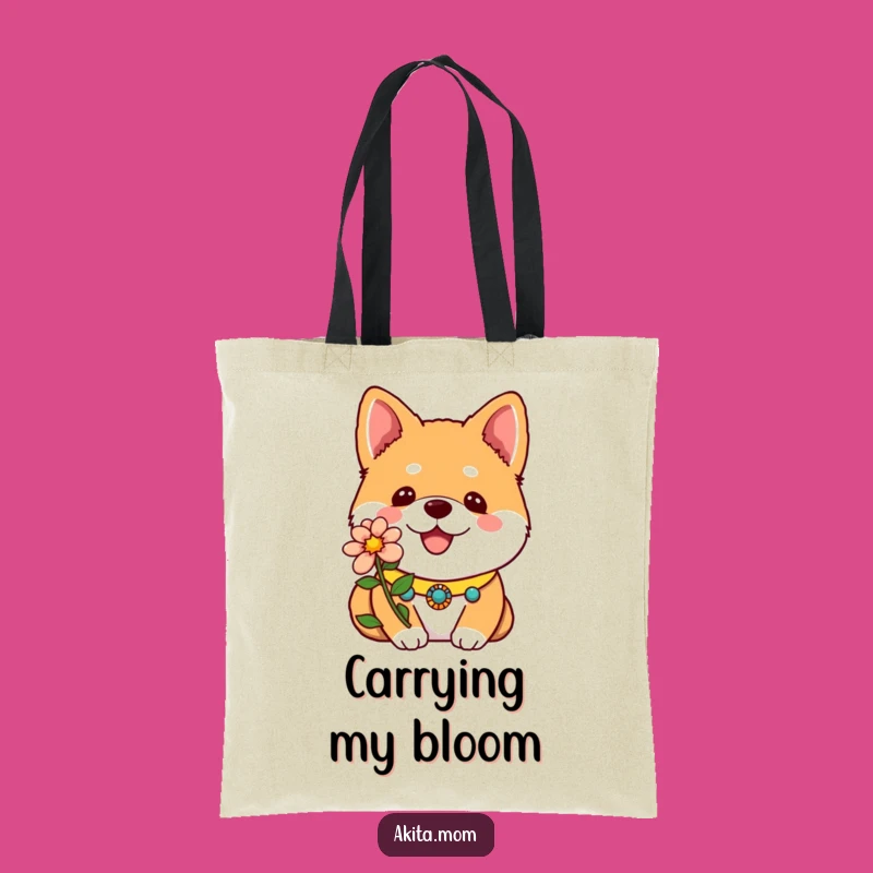Stylish Funny Kawaii Akita Flower Tote Bag: Cute Dog Accessory